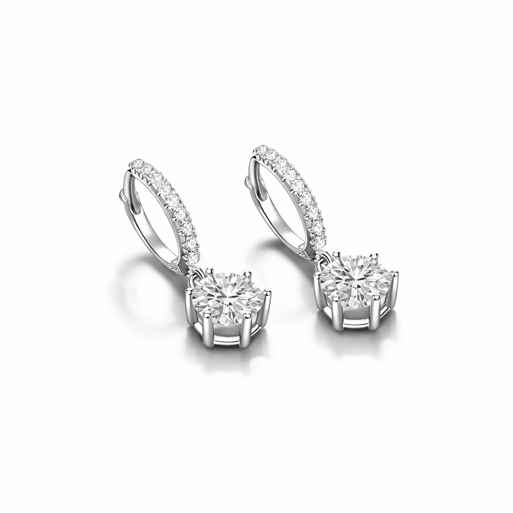 Hoop Diamond Drop Earrings
