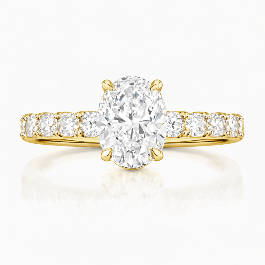 2.51 Oval Cut Engagement Ring with Half Stone Band