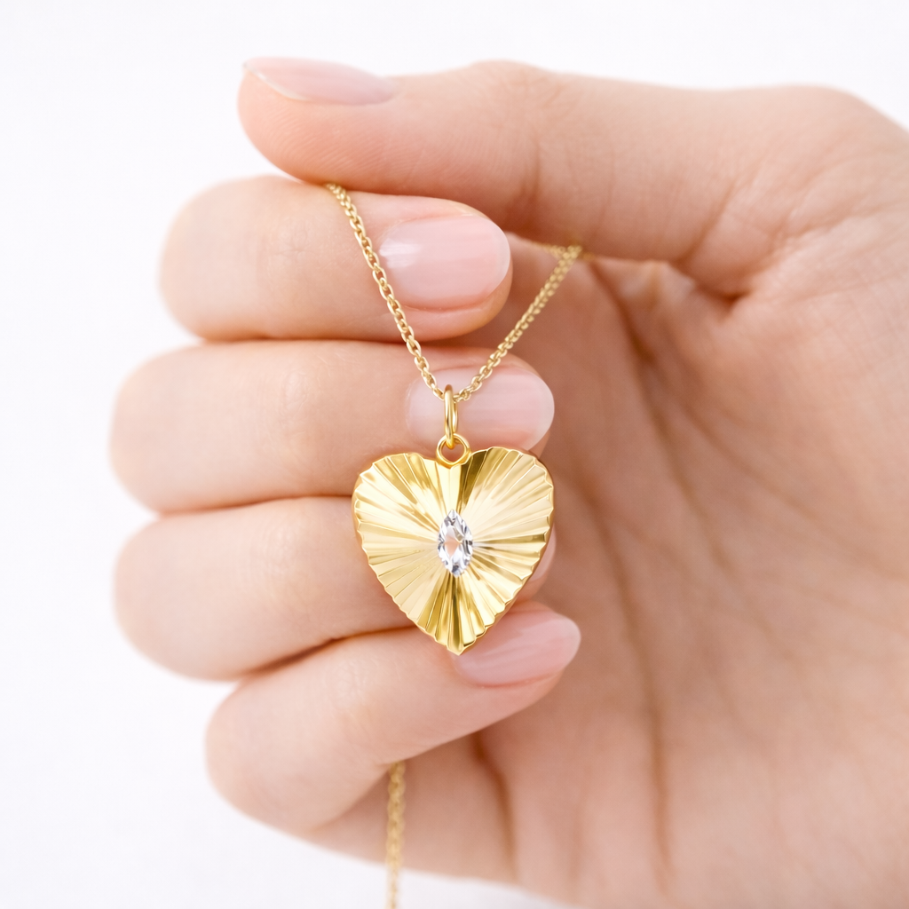 Birth Stone Heart Pendant Necklace