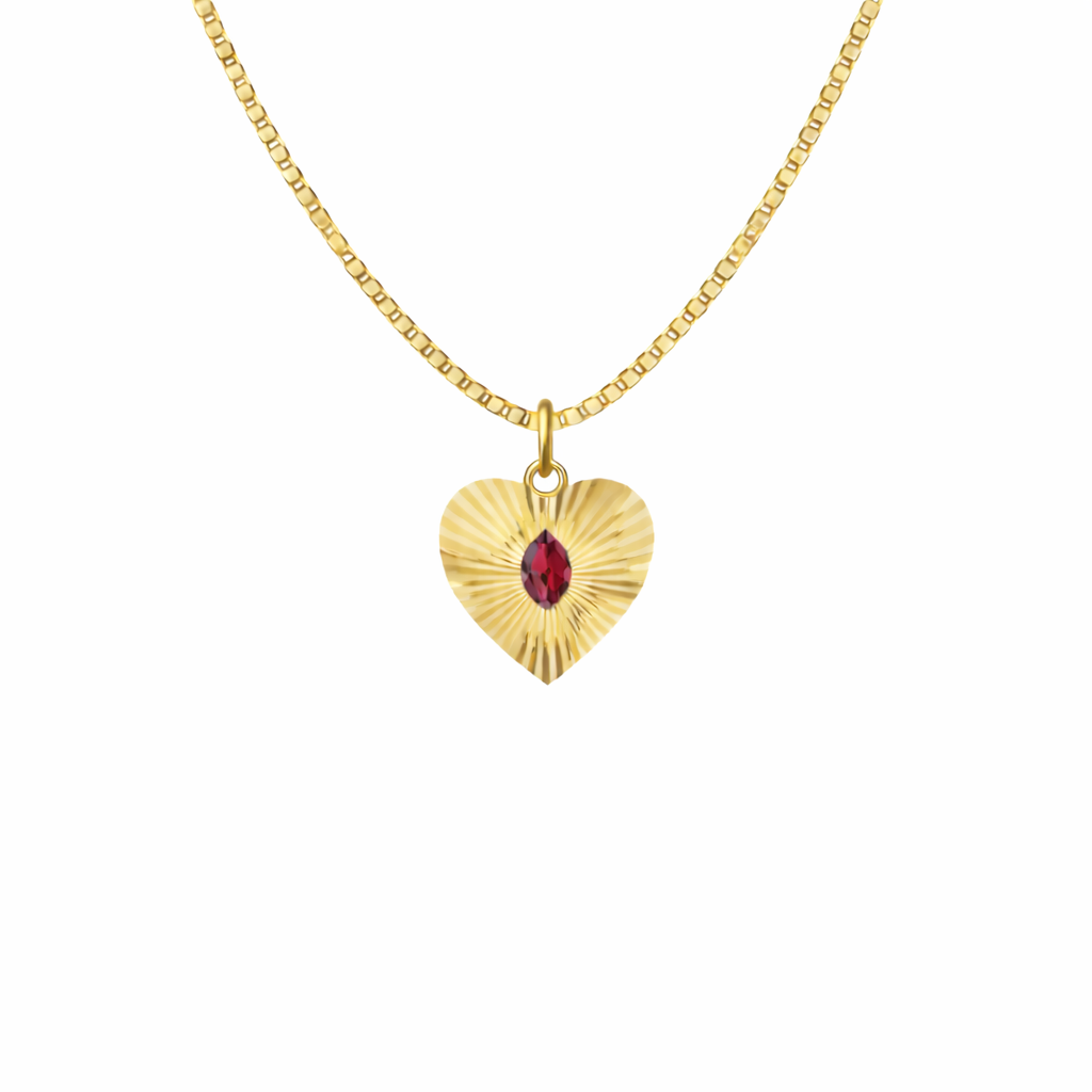 Birth Stone Heart Pendant Necklace