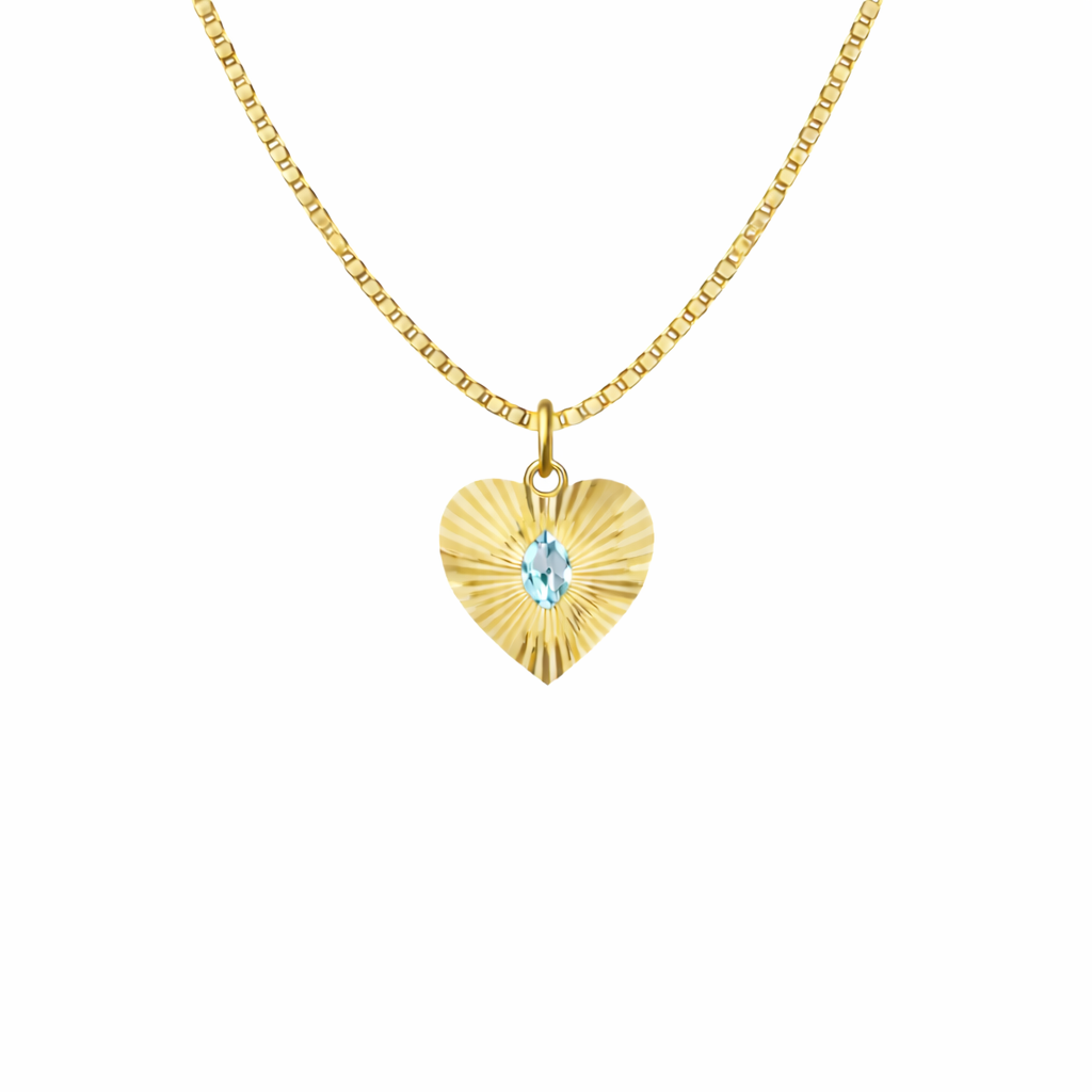 Birth Stone Heart Pendant Necklace