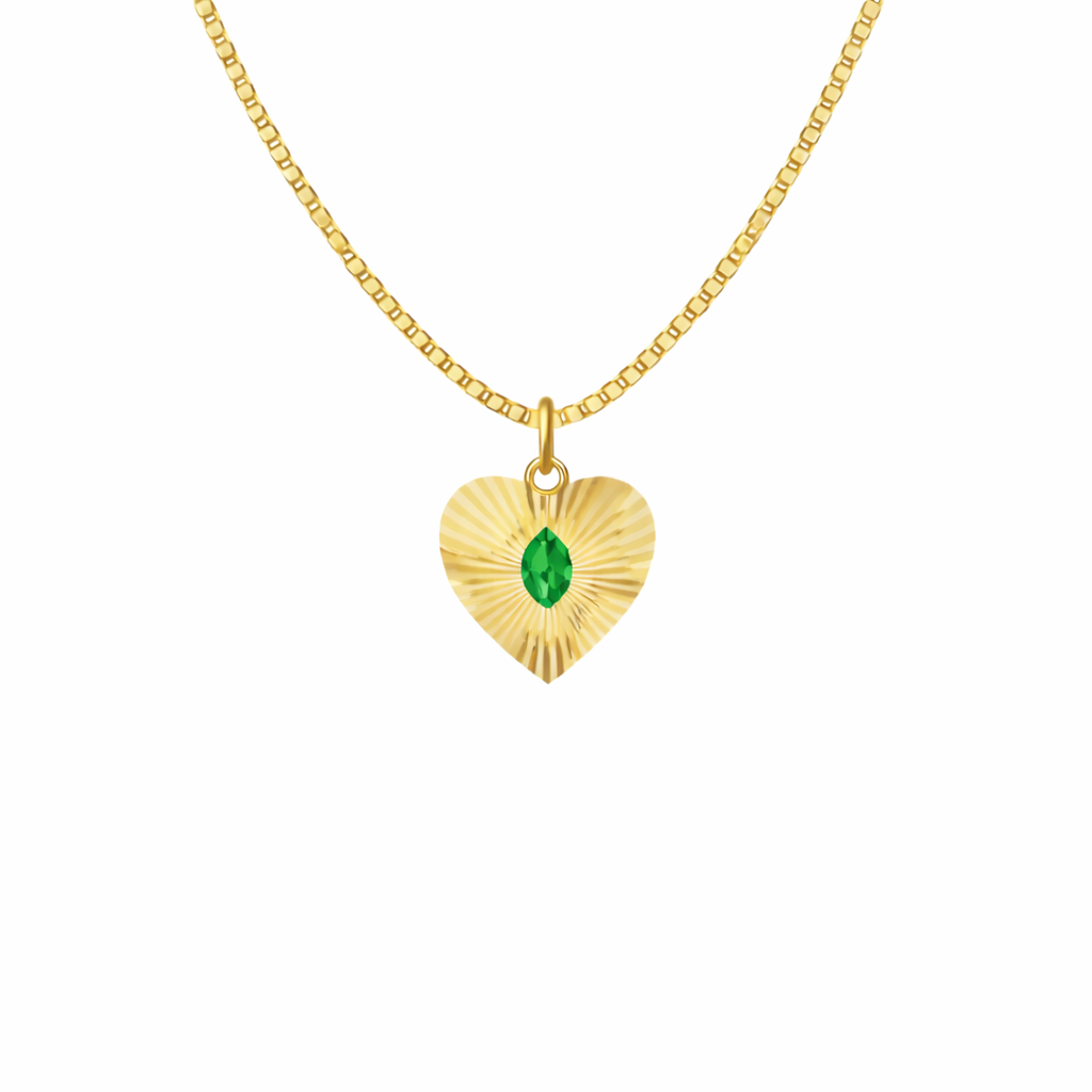 Birth Stone Heart Pendant Necklace