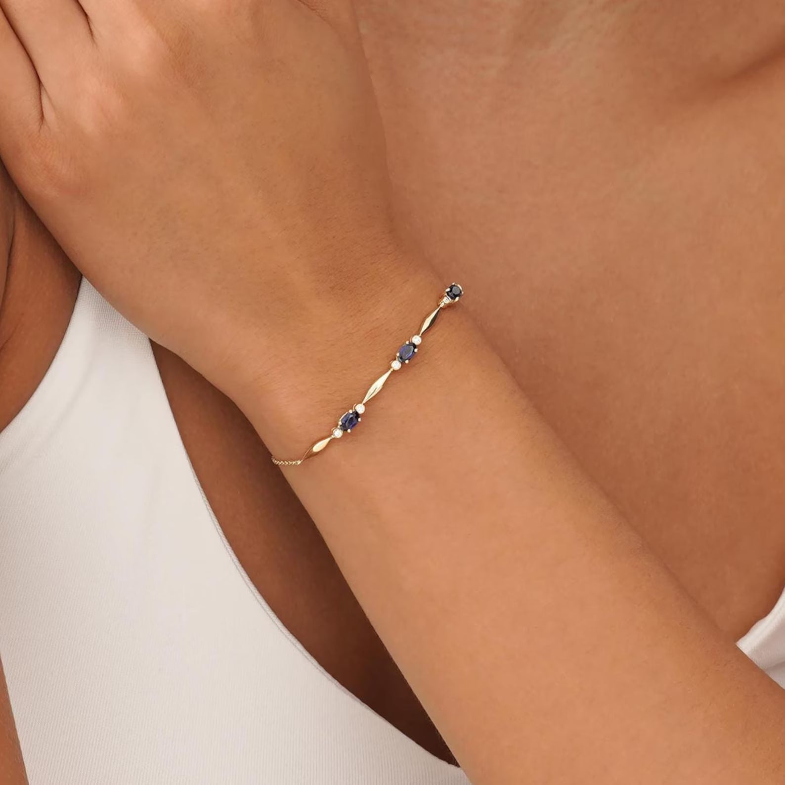 Delicate Oval Sapphire Station Bracelet