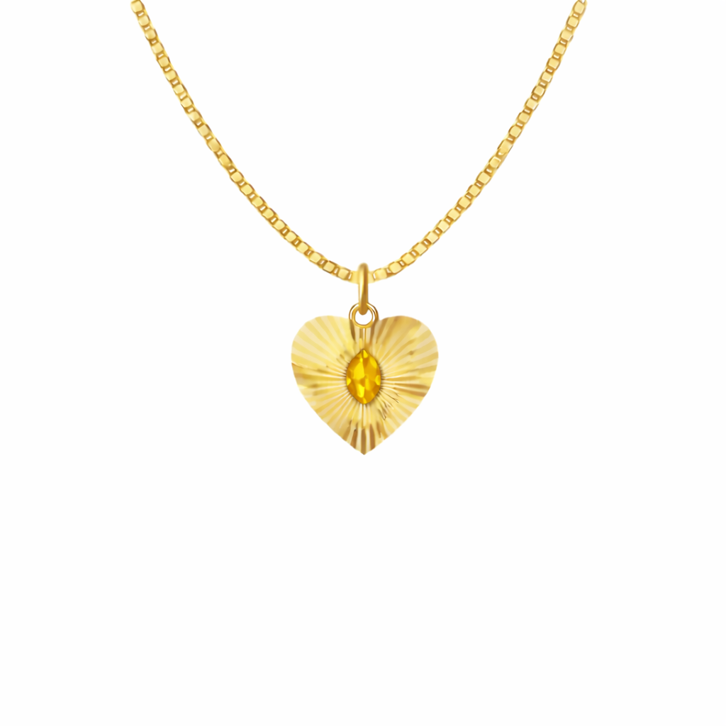 Birth Stone Heart Pendant Necklace