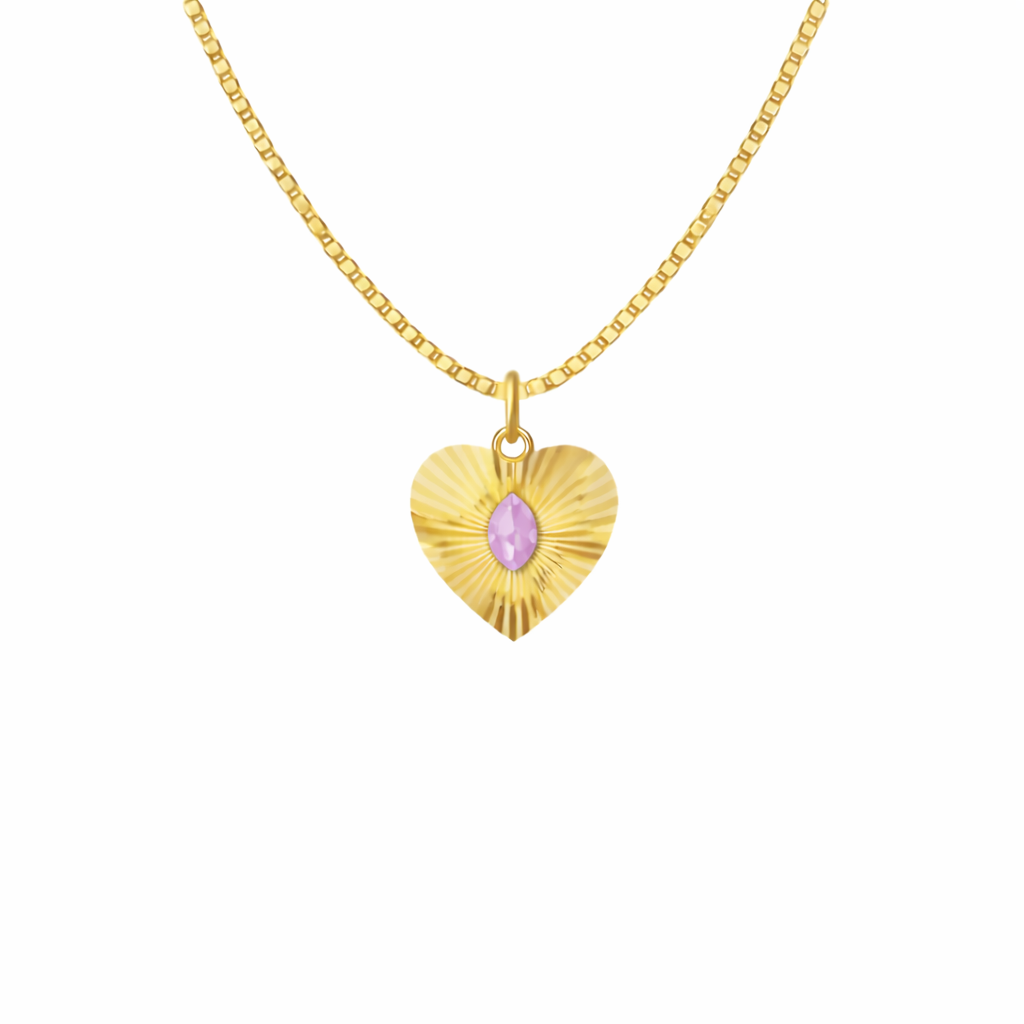 Birth Stone Heart Pendant Necklace
