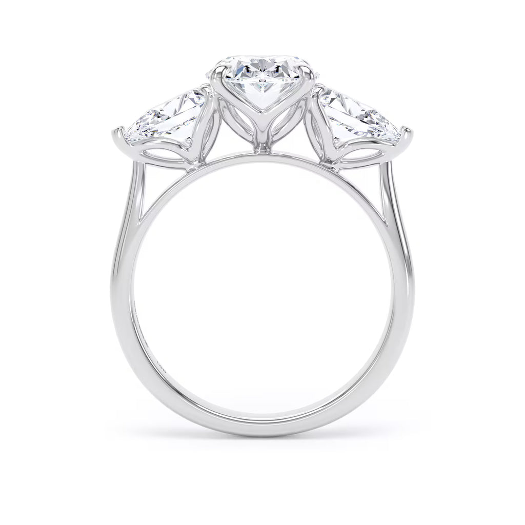 2.66cttw 3 Stone Oval and Pear Cut Engagement Ring