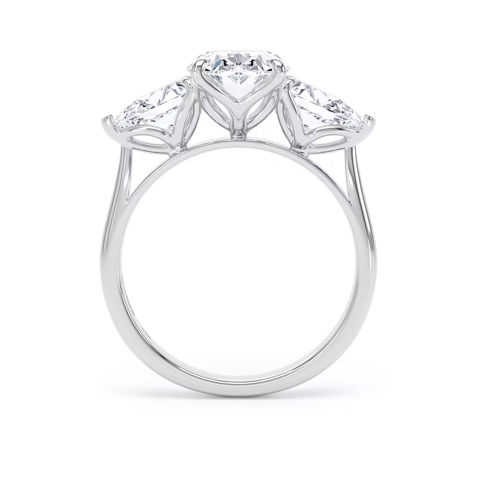 2.66cttw 3 Stone Oval and Pear Cut Engagement Ring