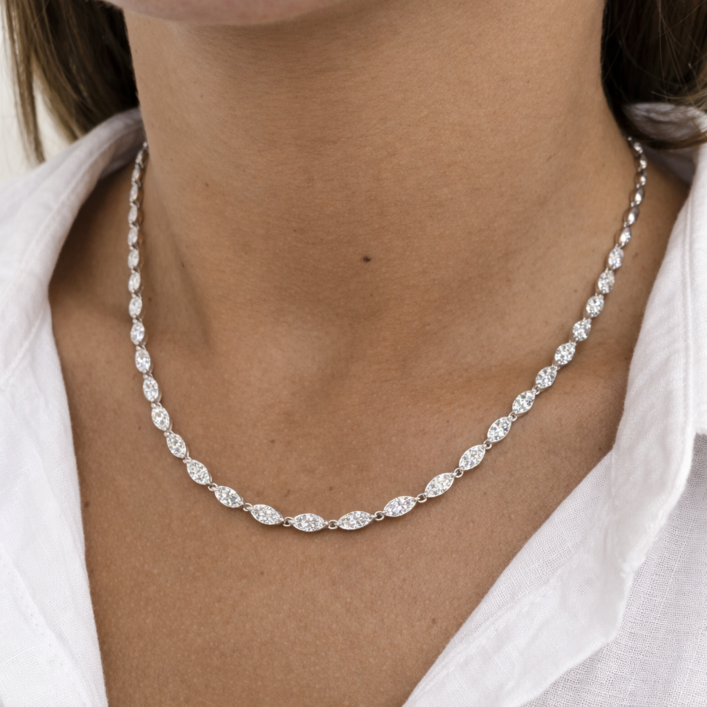 Marquise shaped tennis necklace