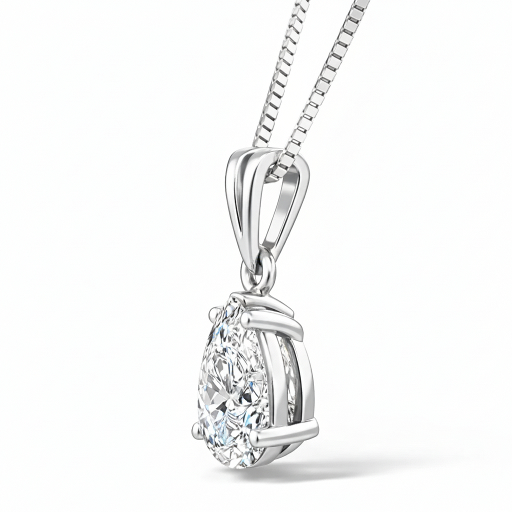 Pear Shaped, Split Bale Pendant Necklace