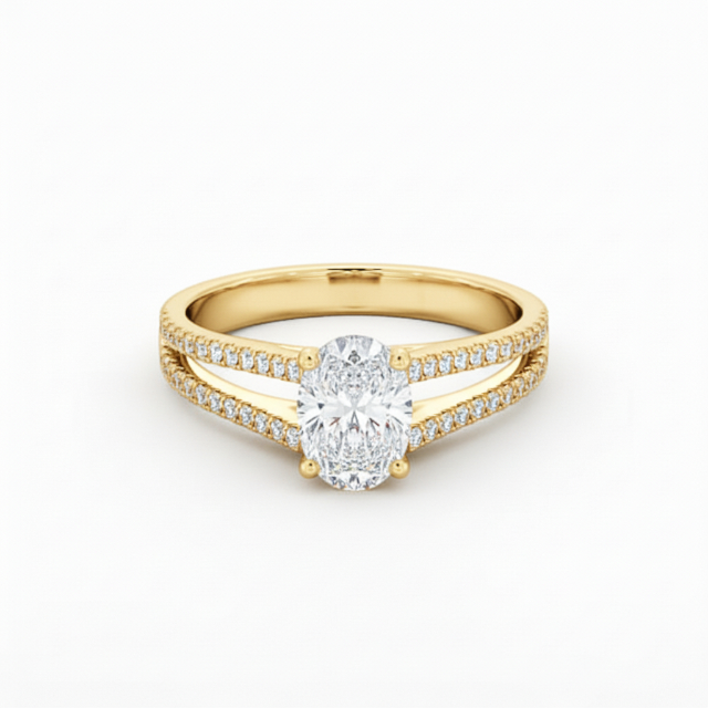 3.00 ct Oval Diamond Split Band Engagement Ring