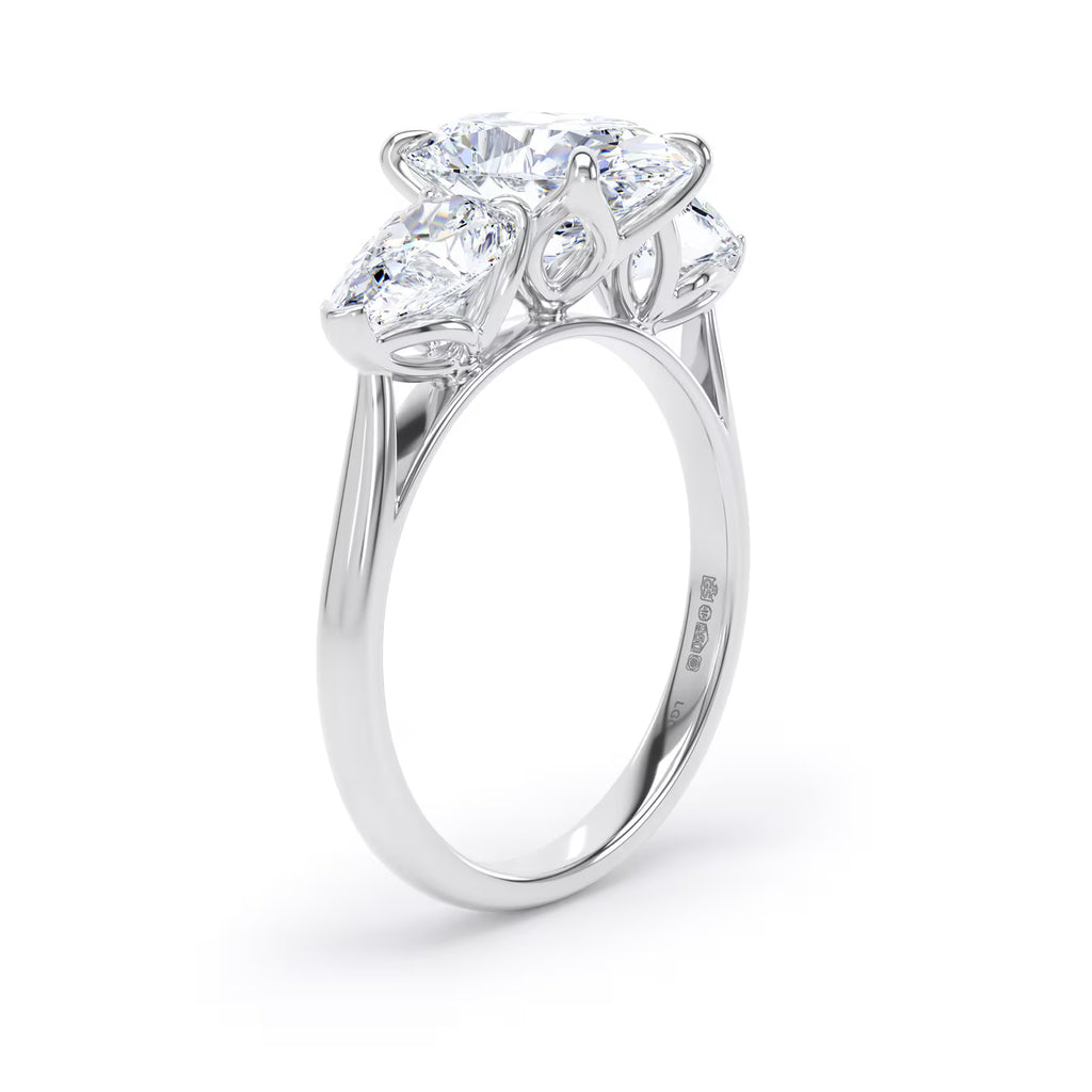 2.66cttw 3 Stone Oval and Pear Cut Engagement Ring