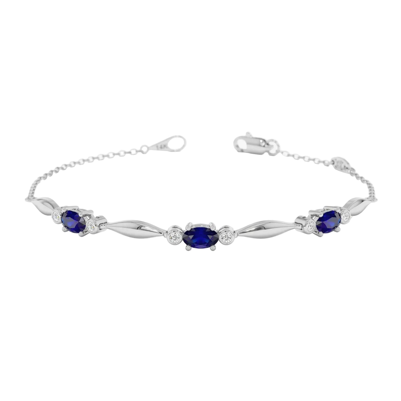 Delicate Oval Sapphire Station Bracelet
